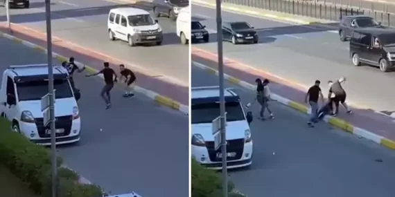 Sakarya’da trafikte dehşet anları! Çekiç, sopa ne varsa kullandılar