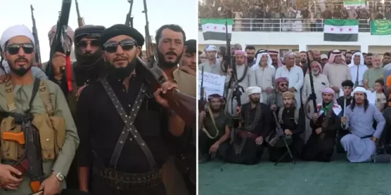 Silahlarıyla stadyumda toplanıp terör örgütü PKK/YPG’ye meydan okudular